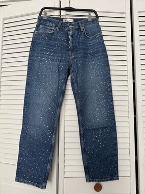 Zara Women’s Blue Denim Jeans with Rhinestone Detail 6